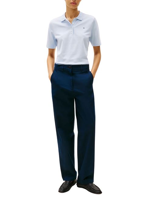 Polo donna celeste in cotone Tommy Hilfiger | WW0WW43225C1O